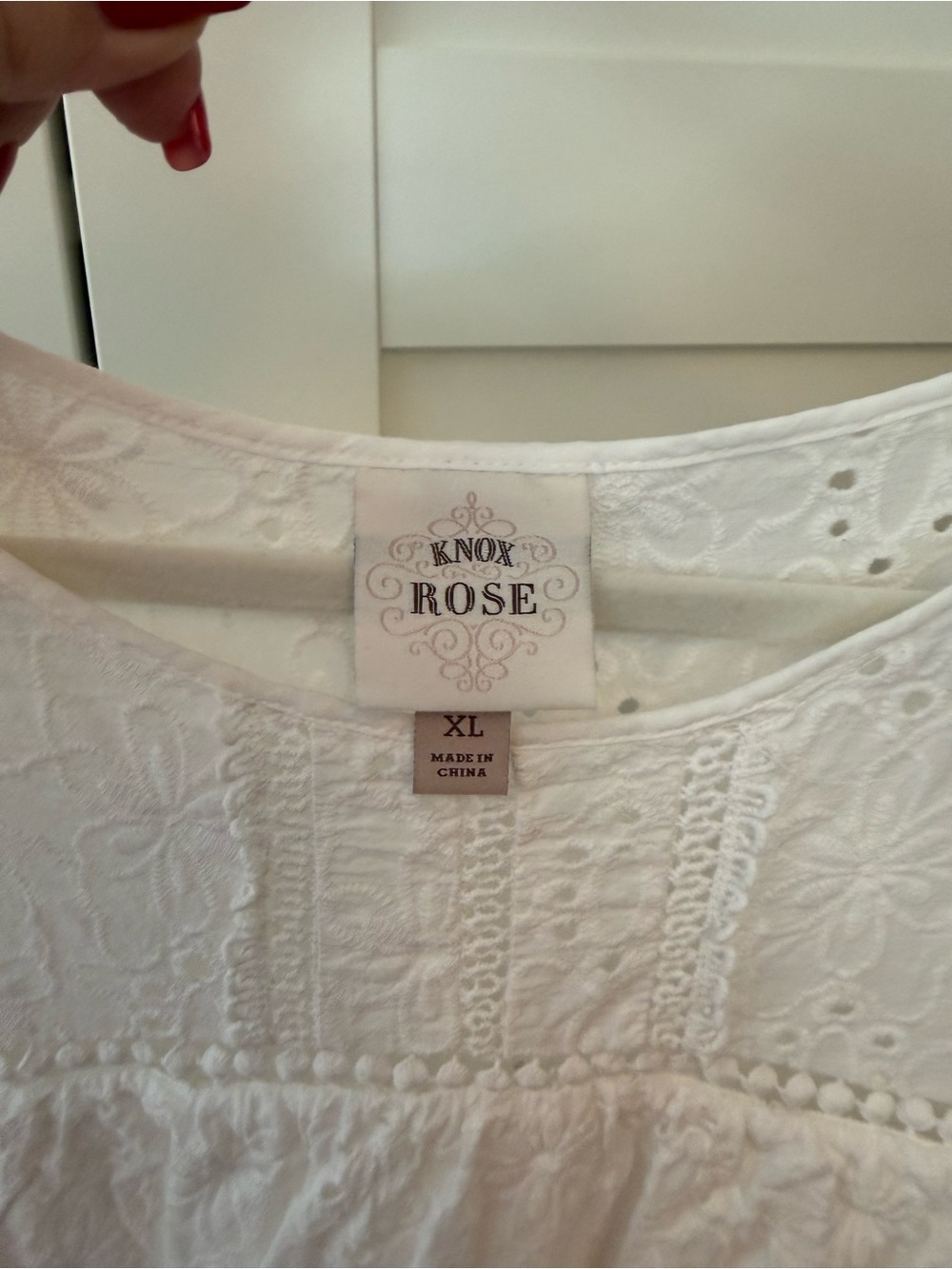 Pair of Navy & White Eyelet Scallop Hem Tops, XL - Picture 3 of 14